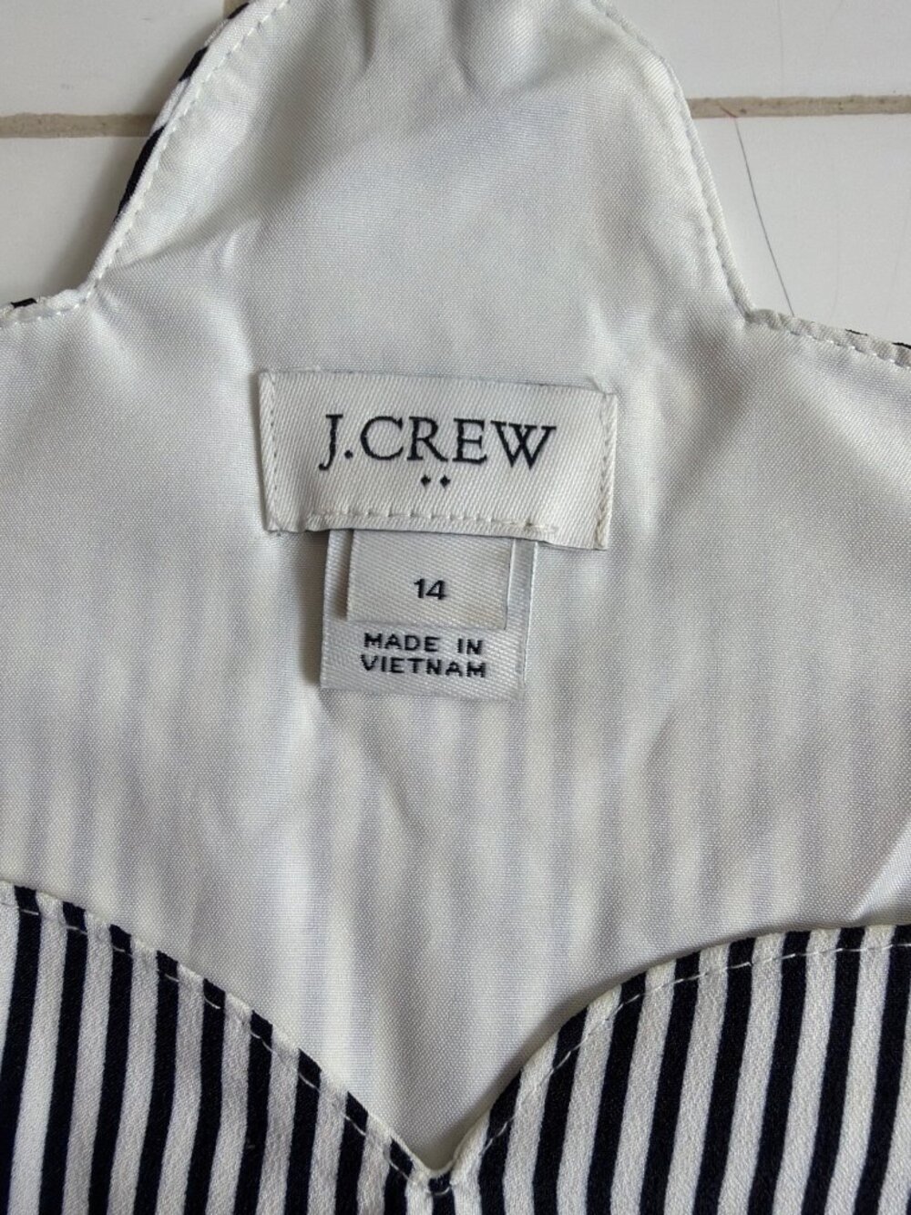 J.Crew Factory Scalloped Stripe Cami Tank Top Black Size 14 NWOT - Picture 5 of 13
